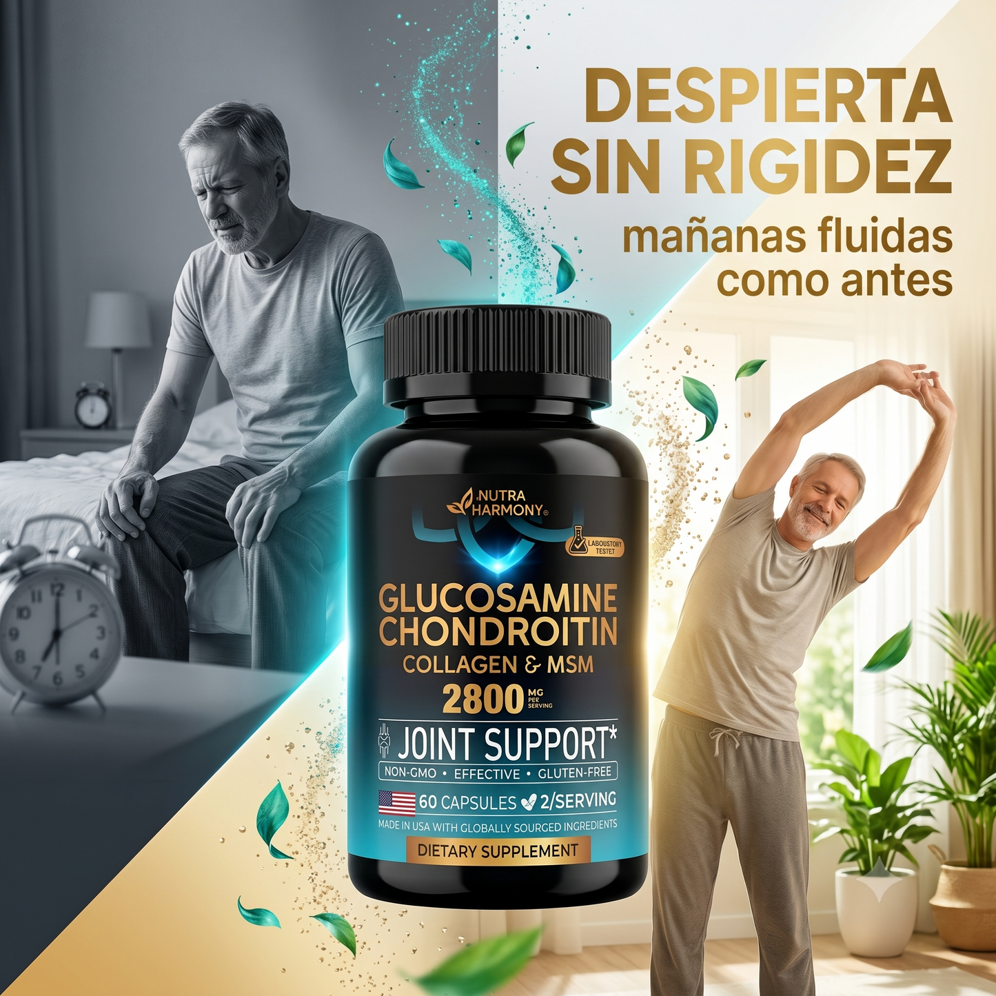 Glucosamine Chondroitin — Apoyo Articular Avanzado · 1500mg + 1200mg · Dosis Clínica para Artrosis y Movilidad