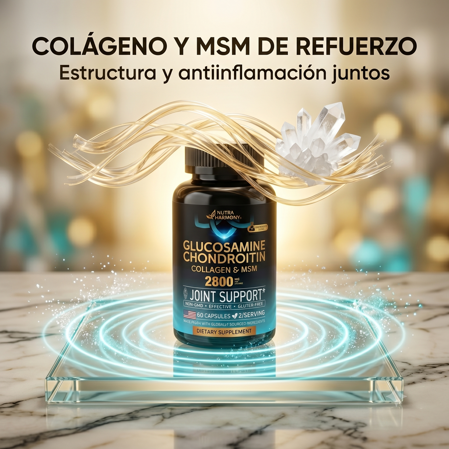 Glucosamine Chondroitin — Apoyo Articular Avanzado · 1500mg + 1200mg · Dosis Clínica para Artrosis y Movilidad